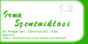 irma szentmiklosi business card